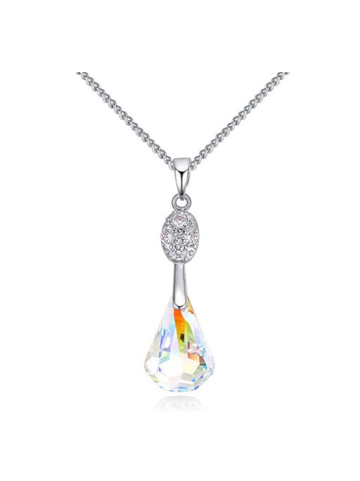 QIANZI Simple Water Drop austrian Crystals Pendant Platinum Plated Necklace