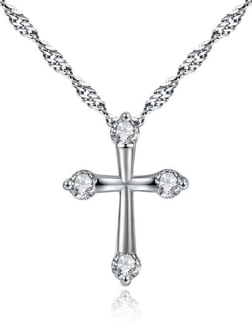 RANSSI Simple Cross White Zirconias Copper Necklace 0