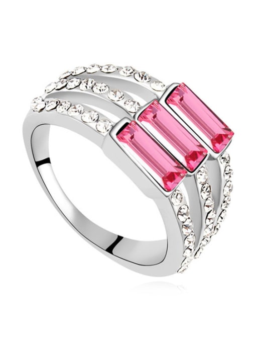 pink Simple Three-band austrian Crystals Alloy Ring