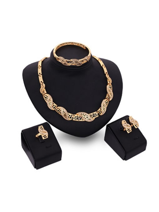 BESTIE 2018 Alloy Imitation-gold Plated Vintage style Hollow Four Pieces Jewelry Set 0