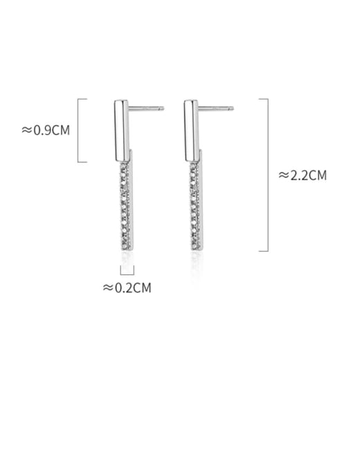 Rosh 925 Sterling Silver With Cubic Zirconia  Simplistic Fringe Stud Earrings 3