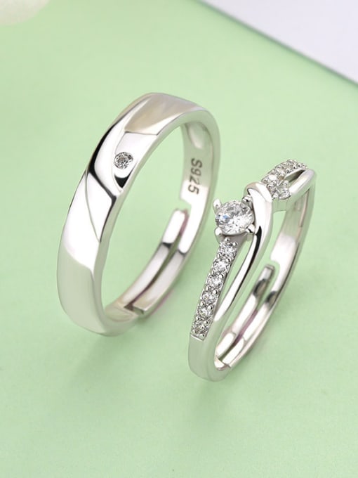 Love opens your mouth to warn 925 Sterling Silver With Cubic Zirconia Simplistic  loves  Band Rings