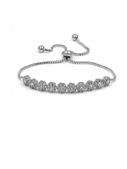 243 platinum Copper With Cubic Zirconia Fashion Flower  adjustable Bracelets