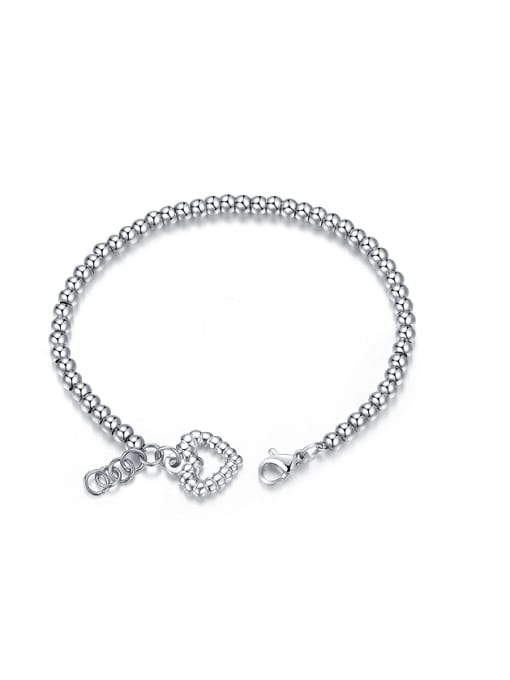 White Fashion Heart Beads Titanium Bracelet
