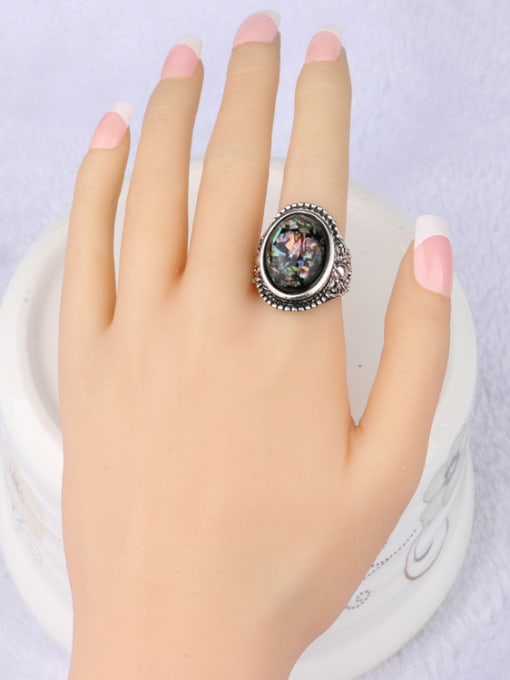 Gujin Personalized Exaggerated Oval Resin Stone Alloy Ring 1