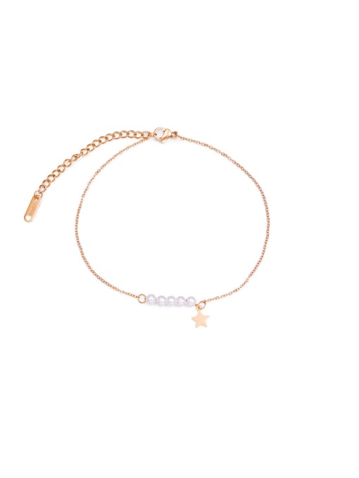 Footchain Titanium With Rose Gold Plated Simplistic Round Anklets