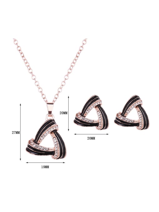 BESTIE Alloy Rose Gold Plated Fashion Rhinestone Triangle-shaped Two Pieces Jewelry Set 2