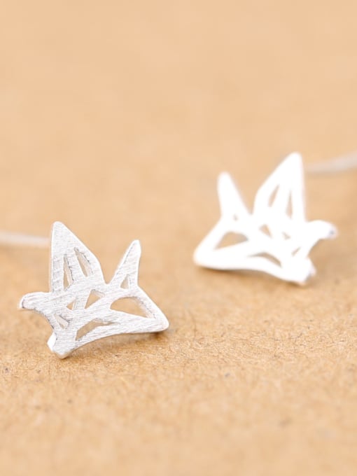 Peng Yuan Simple Paper Crane Silver stud Earring 2
