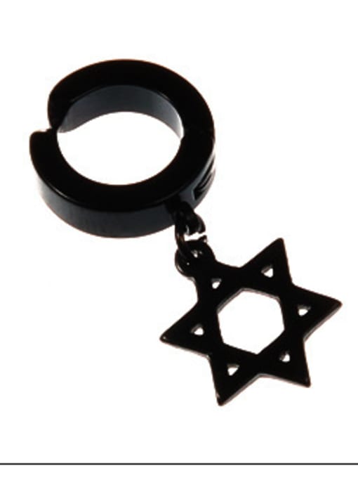 Section 4 Black Hexagram Stainless Steel With Black Gun Plated Personality Cross Stud Earrings