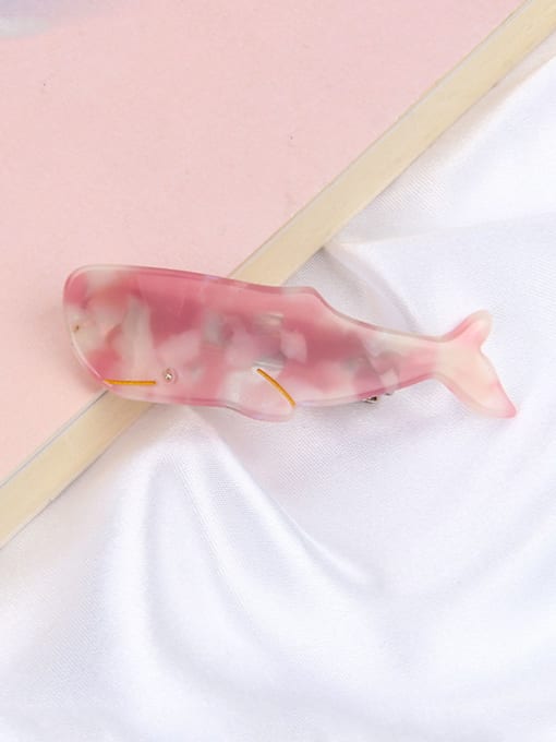 Pink Alloy With Cellulose Acetate Simplistic Whale Barrettes & Clips