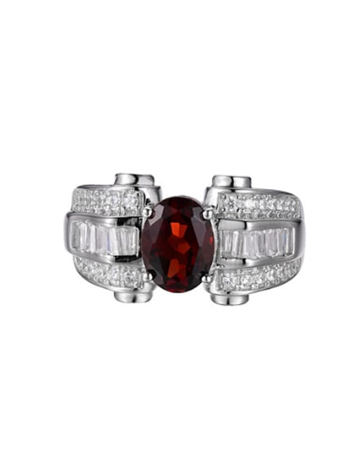 Deli Exaggerated Platinum Plated  Ruby Gemstone Ring 1