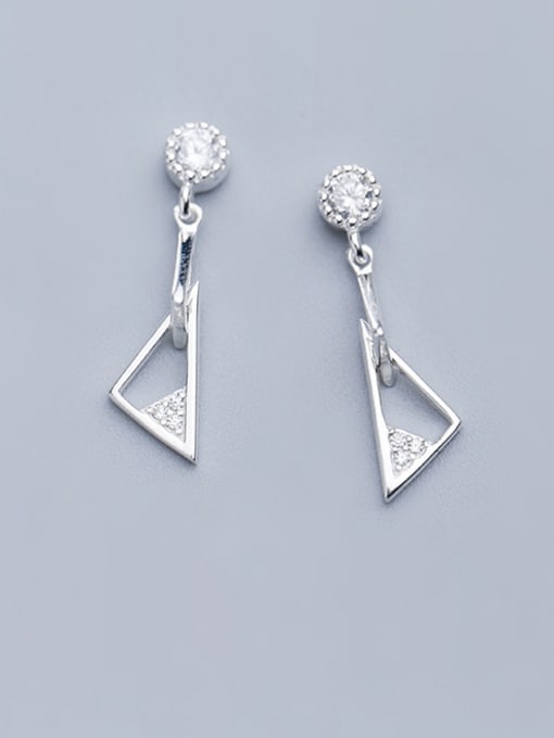 Rosh 925 Sterling Silver With Platinum Plated Simplistic Triangle Drop Earrings 0