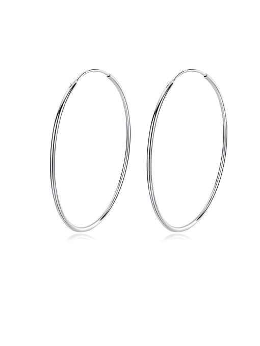CCUI 925 Sterling Silver With Platinum Plated Simplistic Round Hoop Earrings