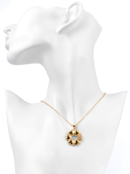 OUXI Fashion Heart shapes Zircon Necklace 1