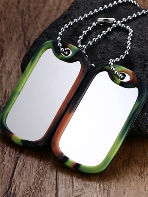 CONG Men Personality Tag Shaped Titanium Silicon Necklace 2