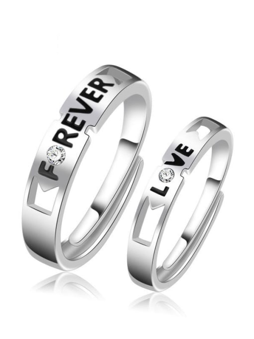 Love opens his mouth to warn 925 Sterling Silver With Cubic Zirconia Simplistic  loves  Band Rings