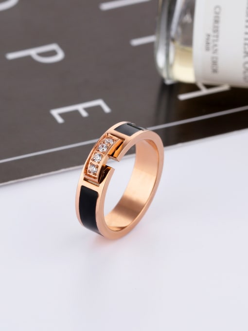 Open Sky Fashion Zirconias Rose Gold Plated Titanium Ring 2