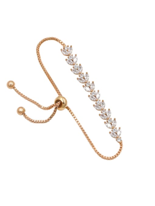 048 rose gold Copper With Cubic Zirconia Fashion Flower  adjustable Bracelets
