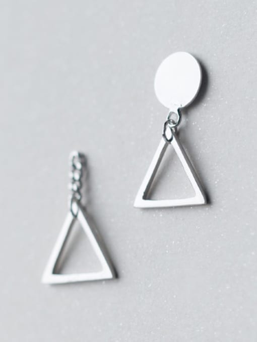 Rosh Exquisite Triangle Shaped Asymmetric S925 Silver Drop Earrings 0