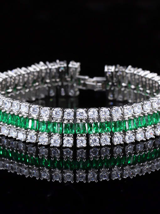 Green Luxury Bling bling 18-Gold plated zircon bracelet 18CM