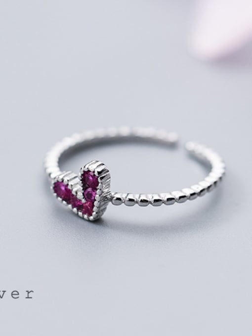 Rosh S925 silver ring, female wind fashion, purple diamond, love ring, sweet temperament, open finger index J4451 2