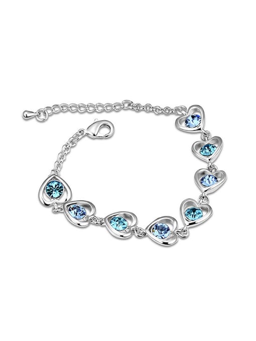 blue Fashion Oval austrian Crystals Heart Alloy Bracelet