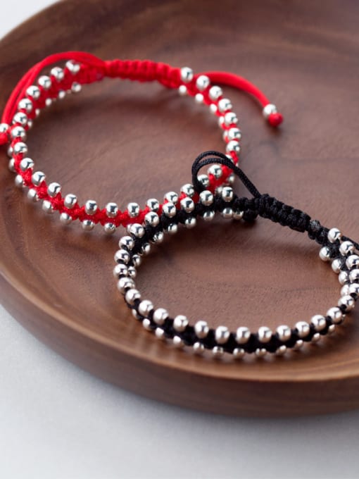 Rosh Sterling Silver Bead woven Red thread bracelet 3