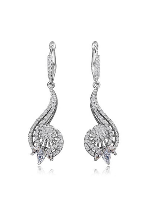White Gold Exquisite White Gold Plated Zircon Copper Drop Earrings