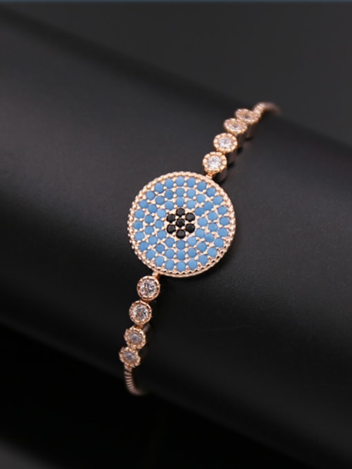 Rose Gold Round  Turquoise Stretch Bracelet