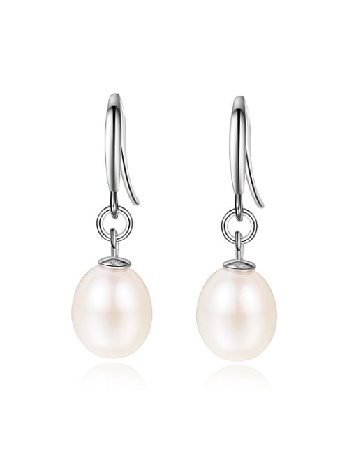 One Silver Water Drop Freshwater Pearl 925 Silver Earrings 0