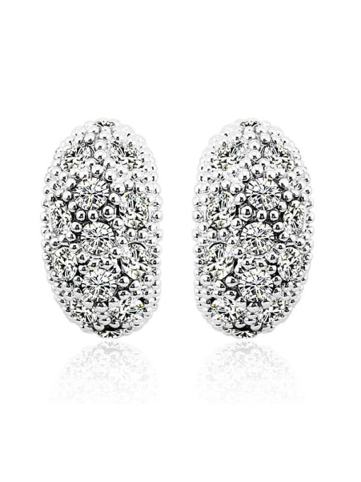 Platinum, White 18K White Gold Exquisite Water Drop Shaped Austria Crystal stud Earring