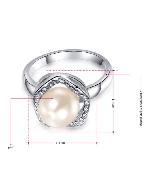 Ronaldo Fashionable Platinum Plated Artificial Pearl Ring 1