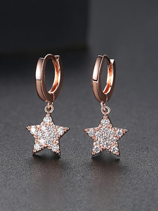 Rose gold Copper With White Gold Plated Fashion Star Party Drop Earrings