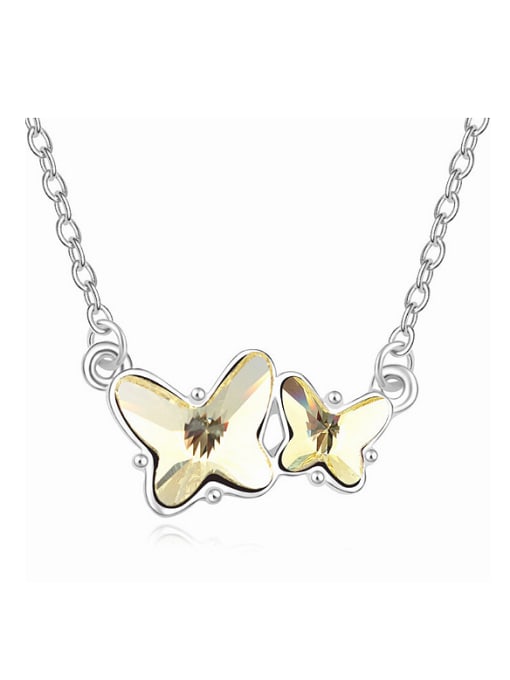 Yellow Fashion Double Butterfly austrian Crystals Alloy Necklace