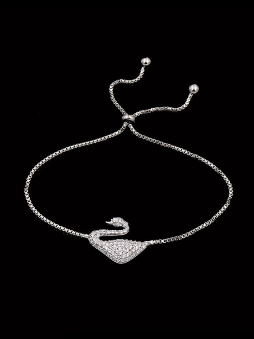 Silvery Swan-shape Stretch Bracelet