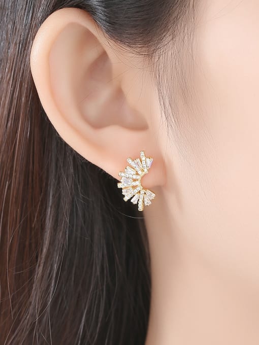 BLING SU Copper With AAA Cubic Zirconia Fashion Irregular shine Stud Earrings 1