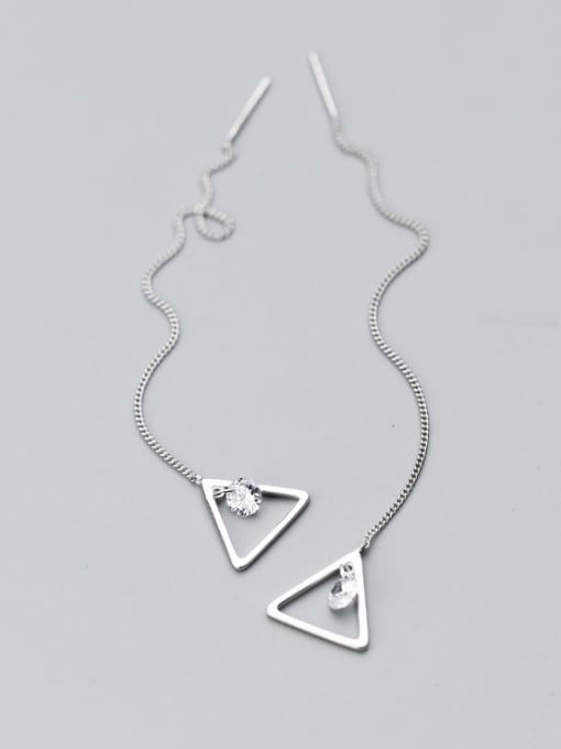 white Exquisite Hollow Triangle Shaped Rhinestones Line Earrings