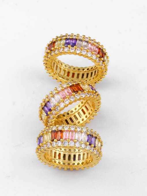 CC Copper With Cubic Zirconia Fashion Geometric Band Rings