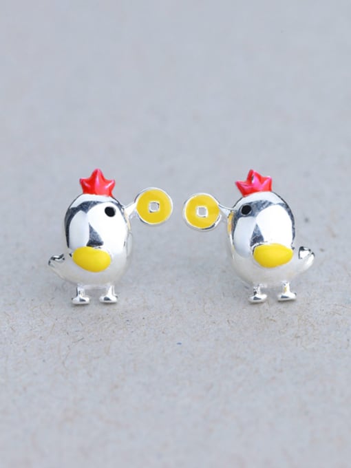 One Silver Personalized Little Chick 925 Silver Stud Earrings 0