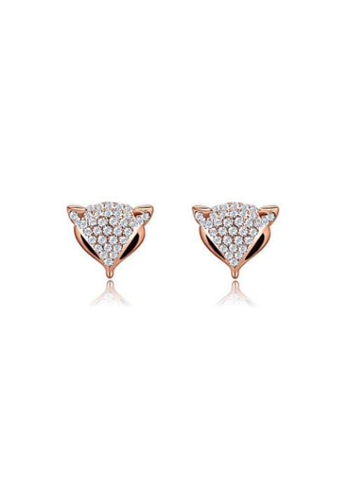 Rose Gold Women Exquisite Fox Shaped Stud Earrings