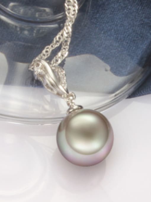 SANTIAGO Creative Platinum Plated Black Artificial Pearl Necklace 1