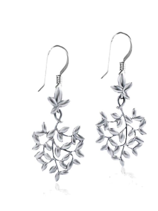 Ya Heng Silver Plated Leaves-shape Fashion Drop Earrings 0