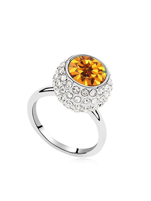 QIANZI Fashion Shiny Cubic austrian Crystals Alloy Platinum Plated Ring 0