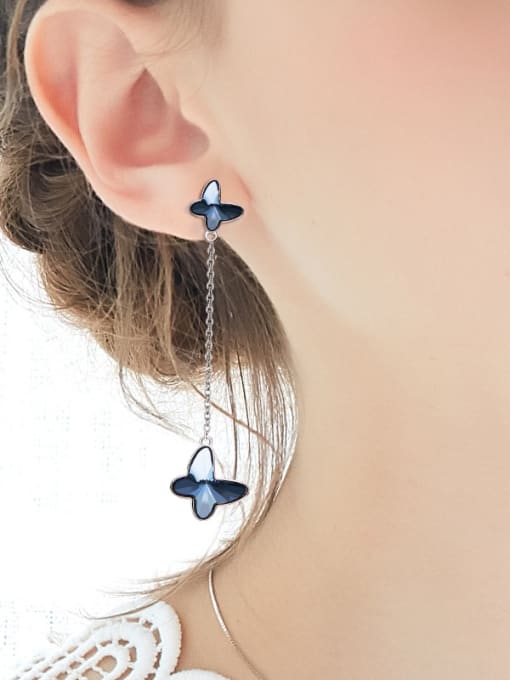 CEIDAI S925 Silver Butterfly Shaped threader earring 1