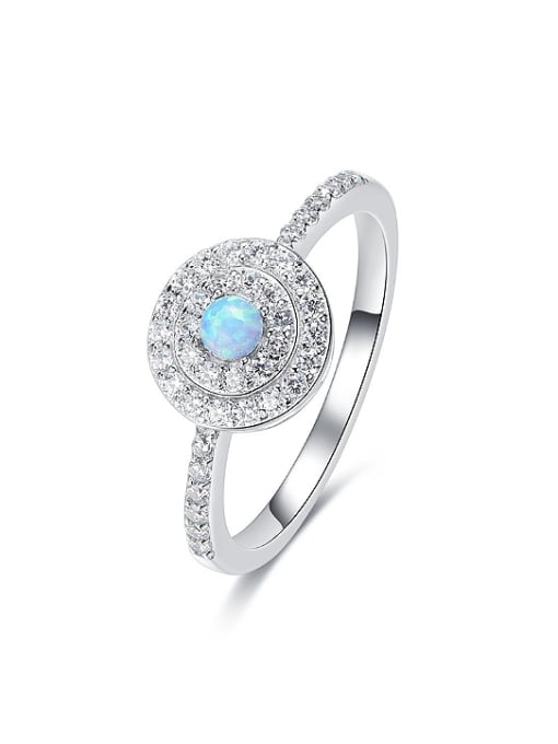 White Fashion Shiny Cubic Zirconias Opal stone 925 Silver Ring