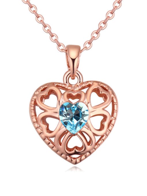 light blue Fashion Hollow Heart austrian Crystal Alloy Necklace