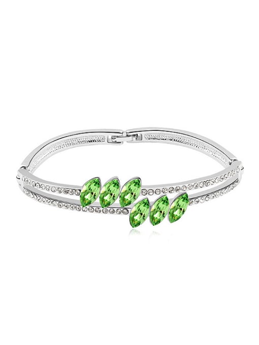 green Simple Two-band Marquise austrian Crystals Bracelet