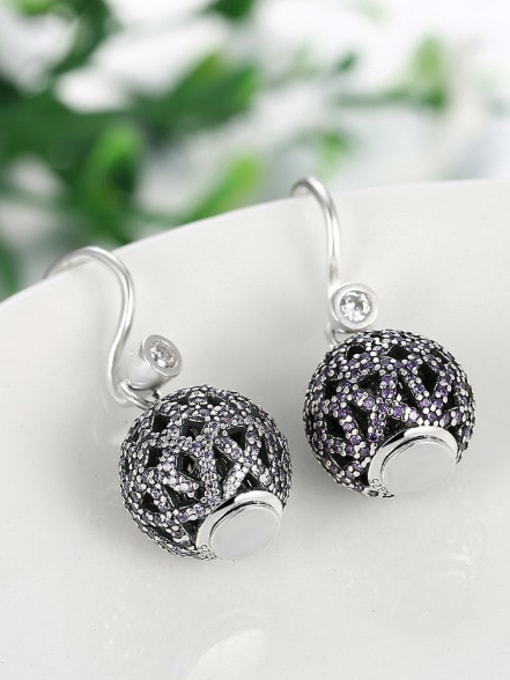 OUXI Fashion Hollow Ball Zirconias Earrings 2