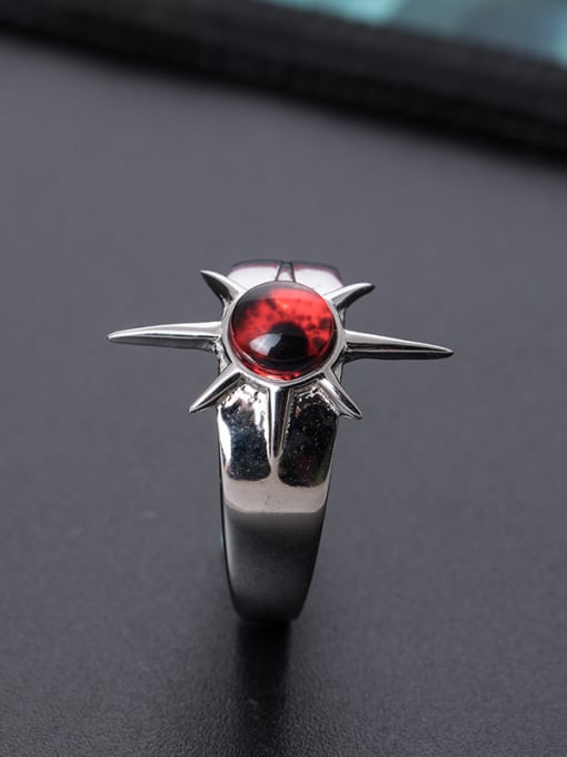 SILVER MI Personalized Red Stone 925 Silver Opening Ring 1