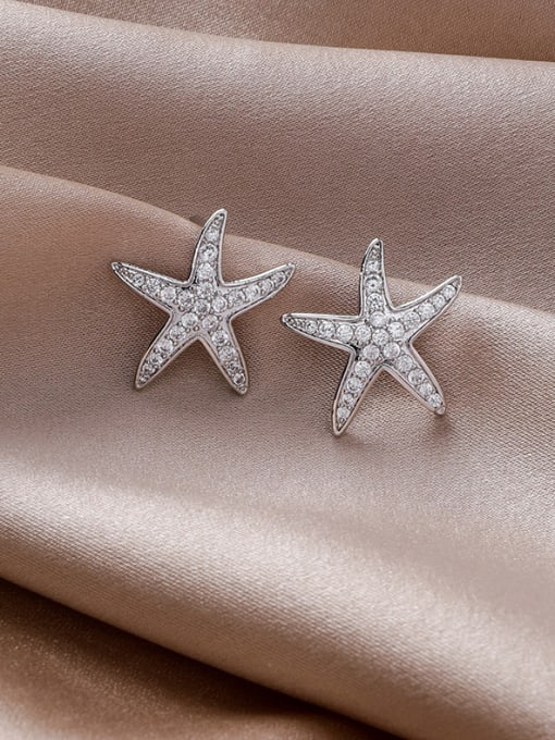 Girlhood Alloy With Gold Plated Simplistic Star Stud Earrings 2